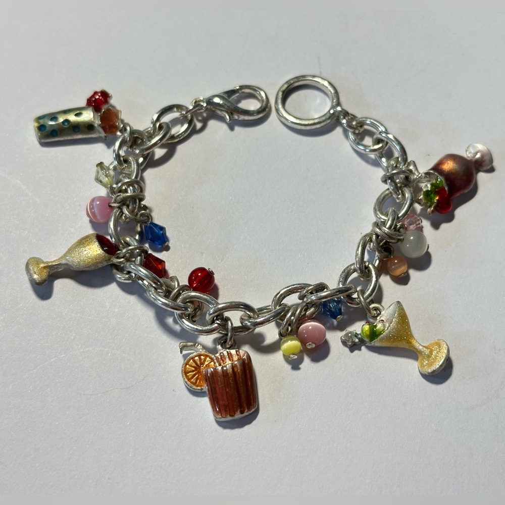 5’clock Somewhere Tiki Cocktail Drink Beaded Charm Bracelet Cruisewear Y2K